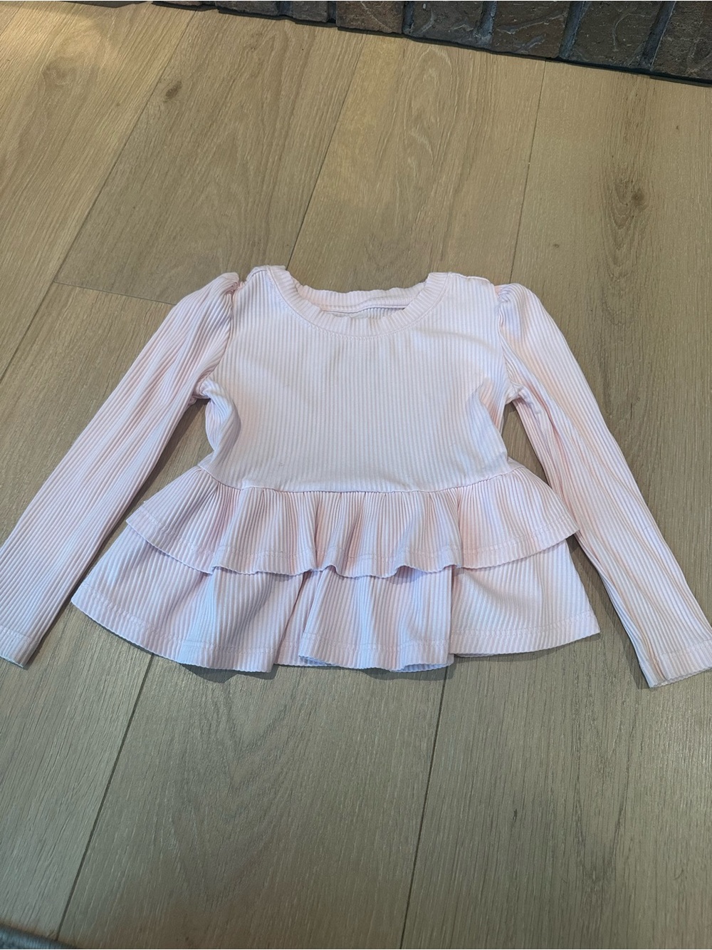 Little Sleepies Girls Long Sleeve Pink Ruffle Peplum Top